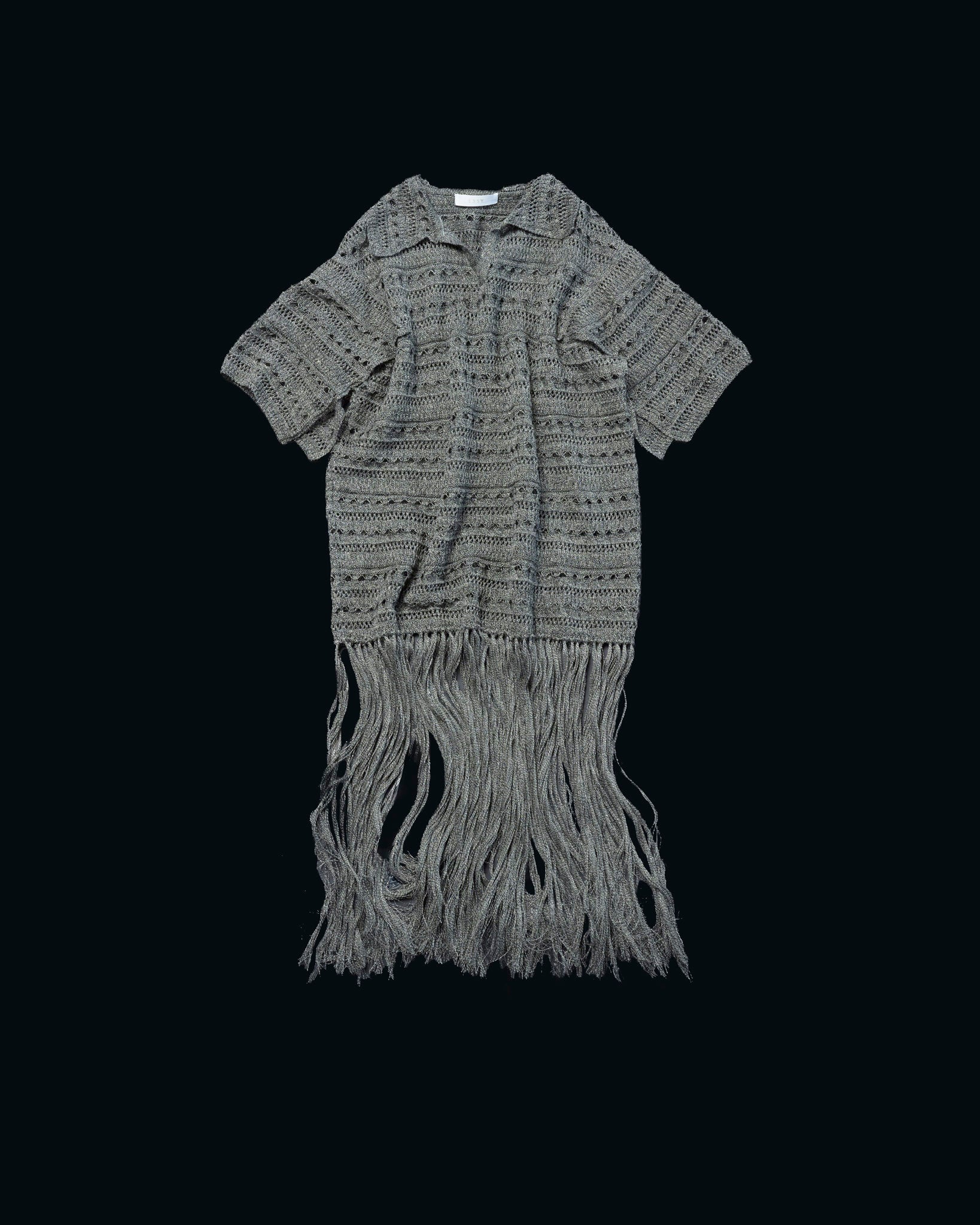 【27S/S PRE ODER】"LINEN OPENWORK FRINGE KNIT SHIRT"