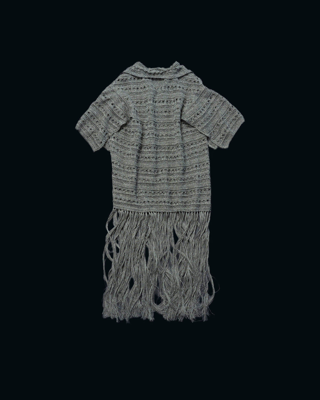 【27S/S PRE ODER】"LINEN OPENWORK FRINGE KNIT SHIRT"