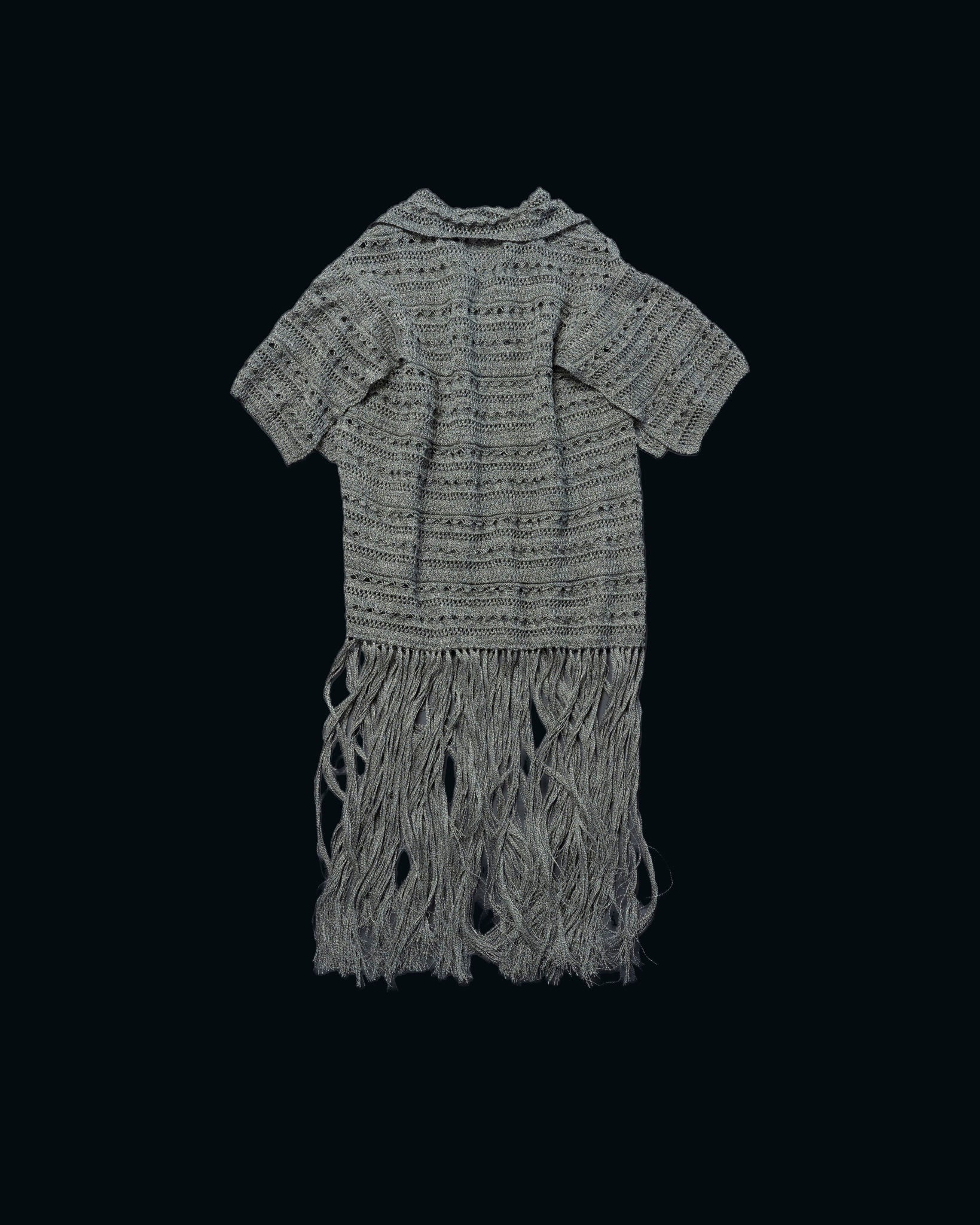 【27S/S PRE ODER】"LINEN OPENWORK FRINGE KNIT SHIRT"