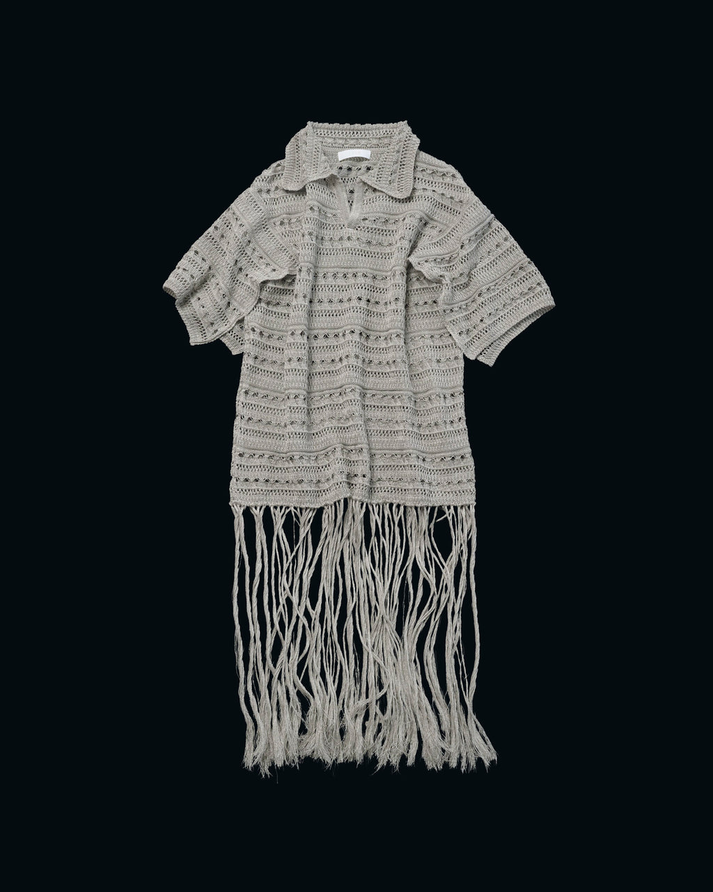 【27S/S PRE ODER】"LINEN OPENWORK FRINGE KNIT SHIRT"