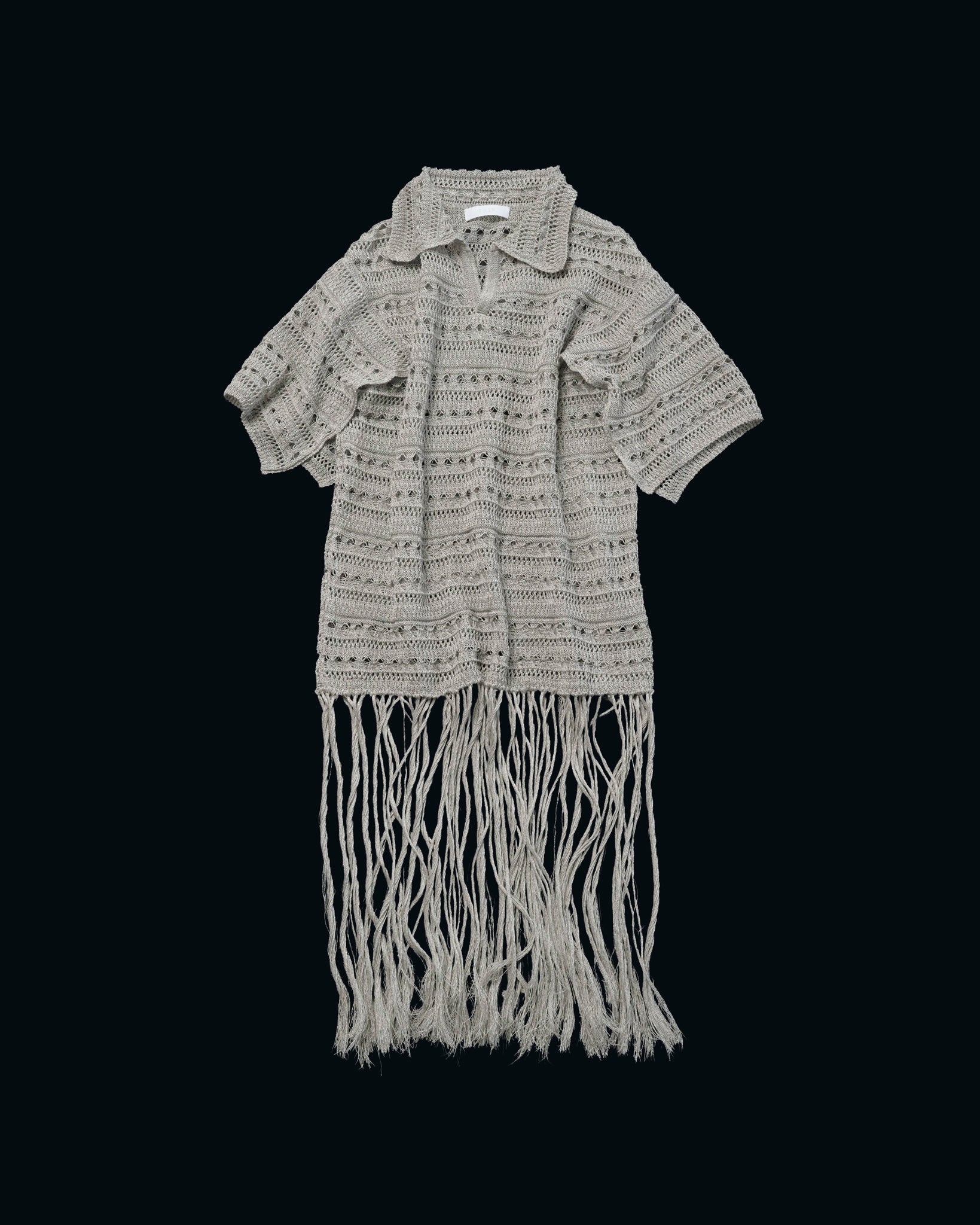 【27S/S PRE ODER】"LINEN OPENWORK FRINGE KNIT SHIRT"