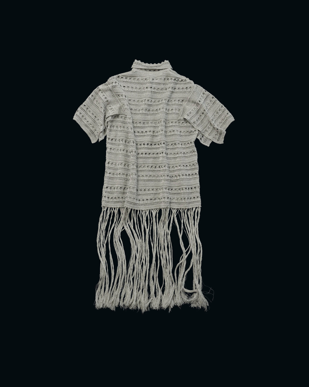 【27S/S PRE ODER】"LINEN OPENWORK FRINGE KNIT SHIRT"
