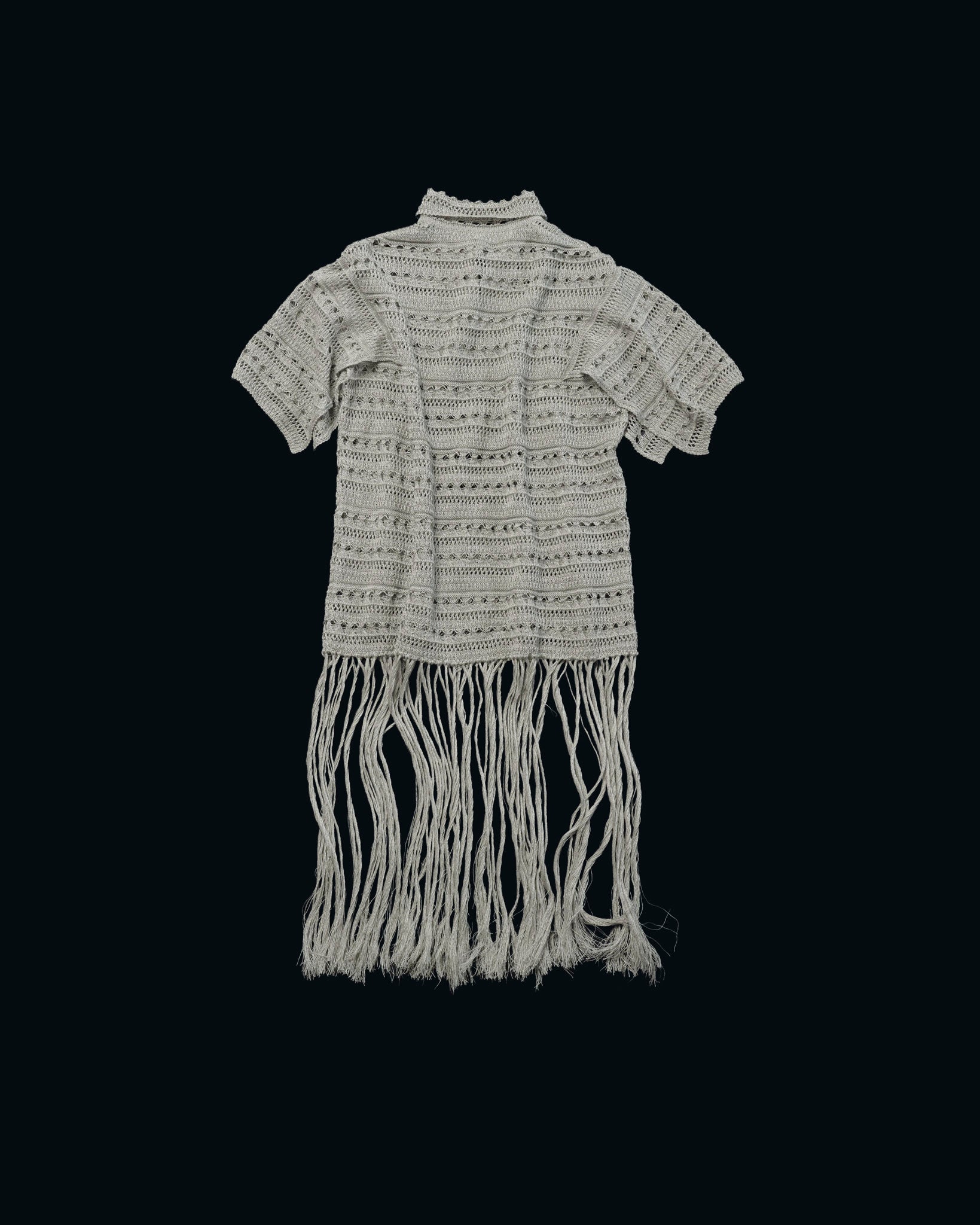 【27S/S PRE ODER】"LINEN OPENWORK FRINGE KNIT SHIRT"