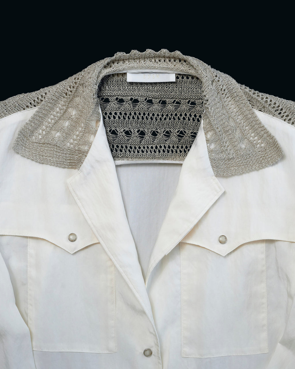 【27S/S PRE ODER】"LINEN OPENWORK KNIT DOKKING WESTERN SHIRT"
