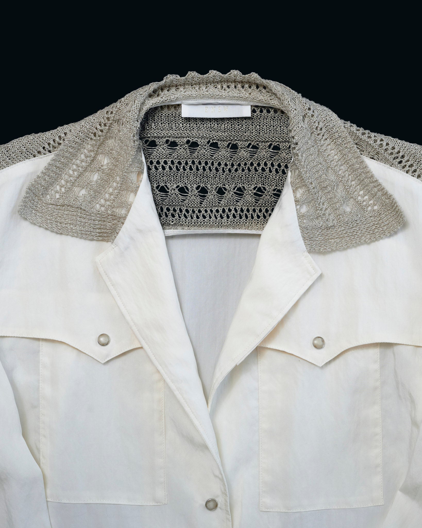 【27S/S PRE ODER】"LINEN OPENWORK KNIT DOKKING WESTERN SHIRT"