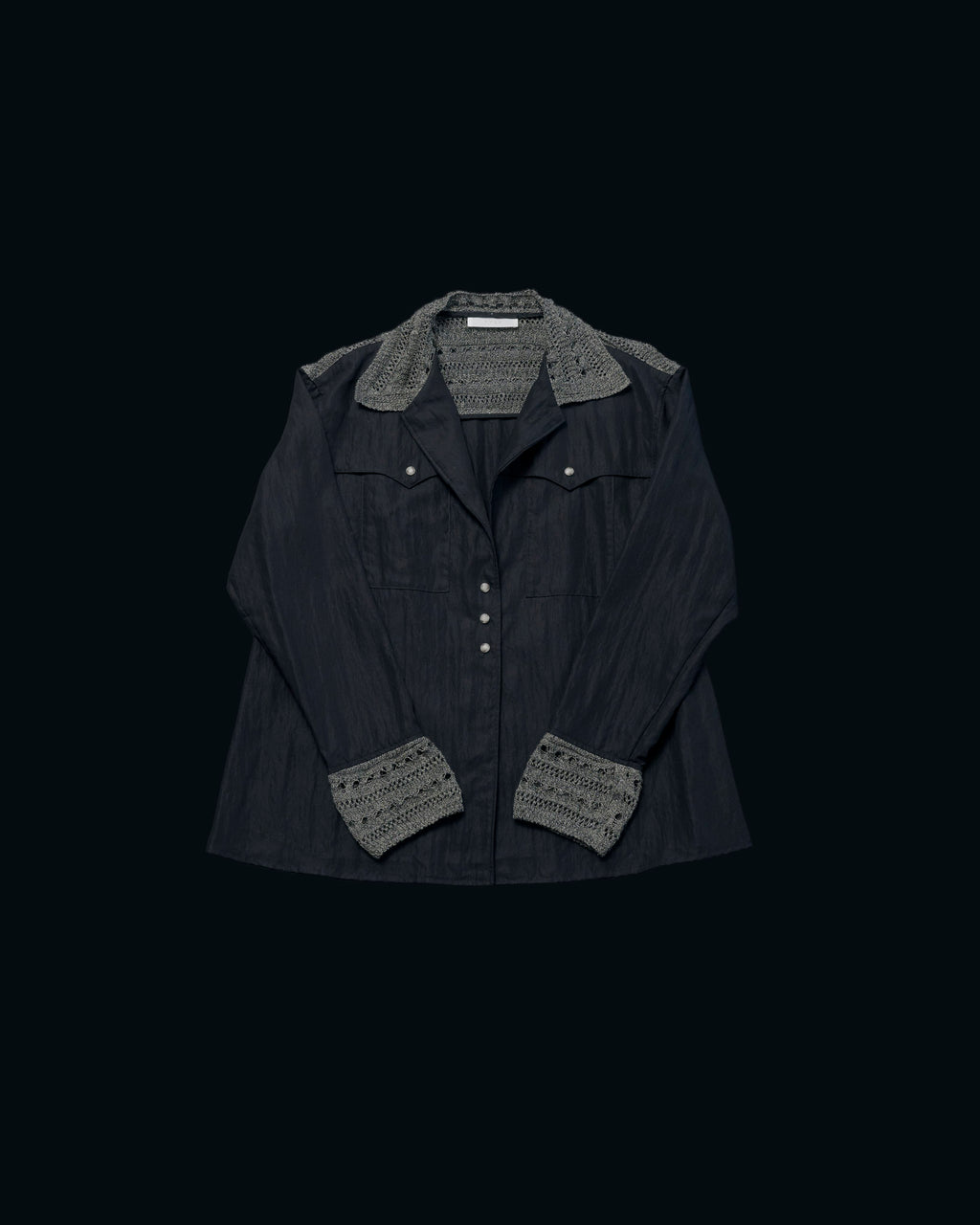 【27S/S PRE ODER】"LINEN OPENWORK KNIT DOKKING WESTERN SHIRT"