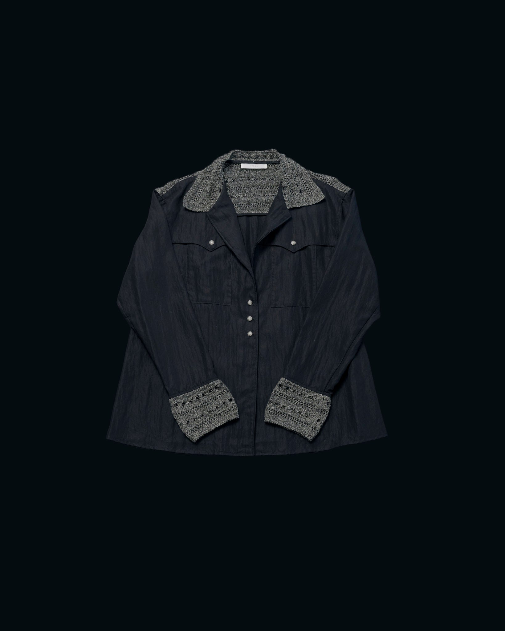 【27S/S PRE ODER】"LINEN OPENWORK KNIT DOKKING WESTERN SHIRT"