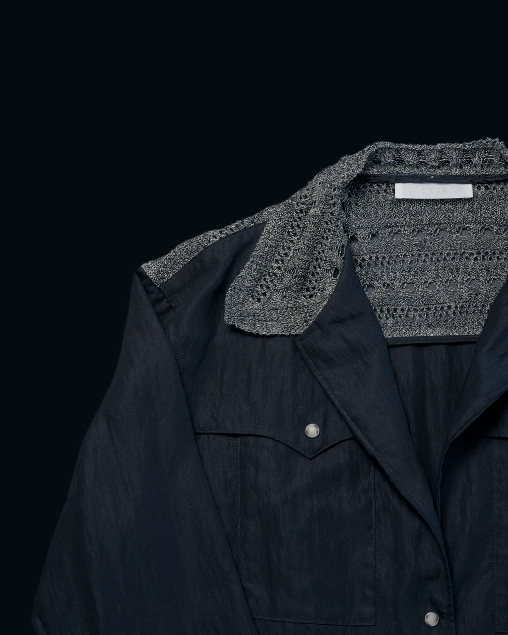 【27S/S PRE ODER】"LINEN OPENWORK KNIT DOKKING WESTERN SHIRT"