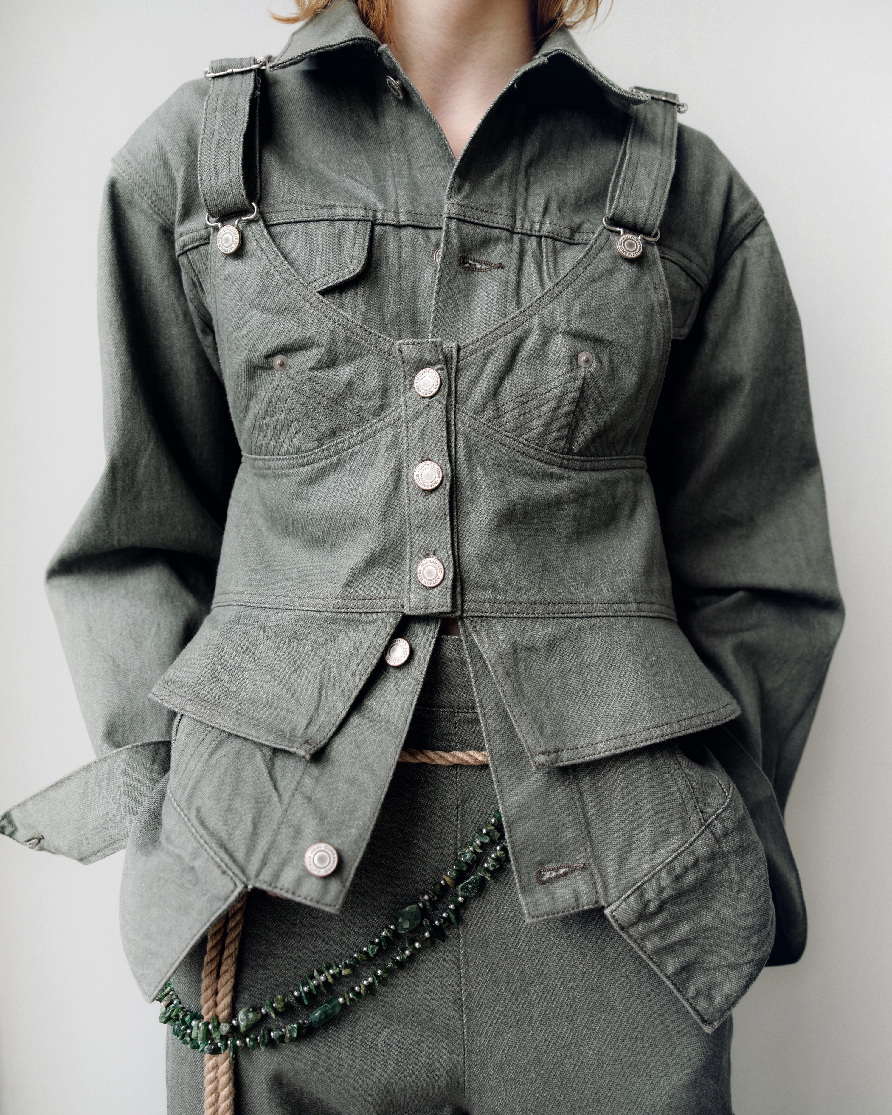 "SULPHUR ROPE DYEING BUSTIER"